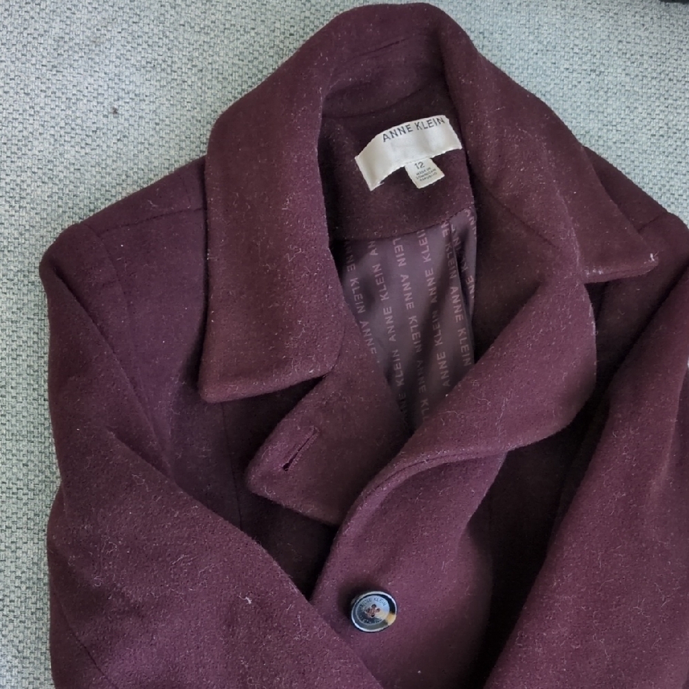 Anne Klein Cashmere Blend Burgundy Peacoat